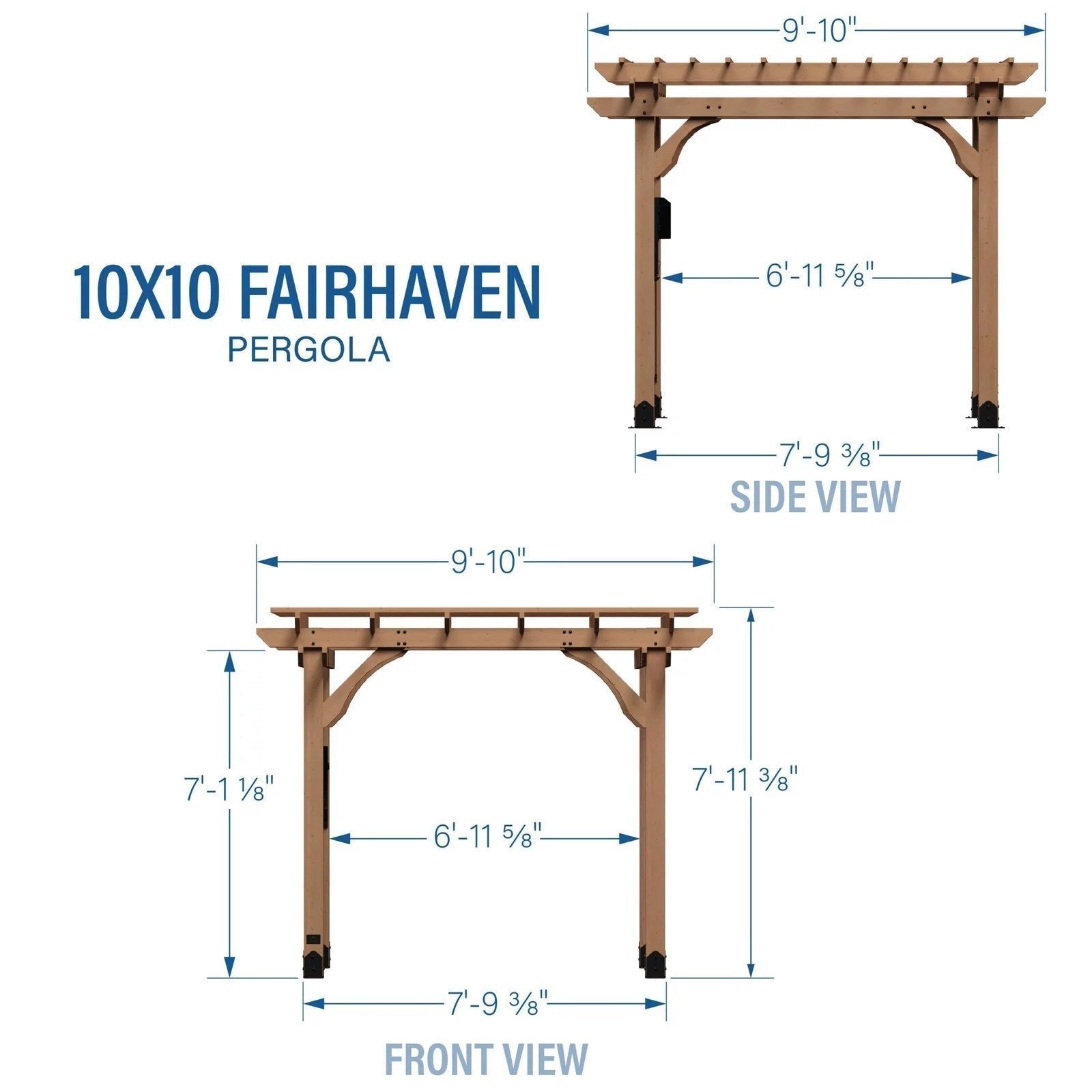 10 x 10 Fairhaven Pergola Rustic Finish - TryIlluminate