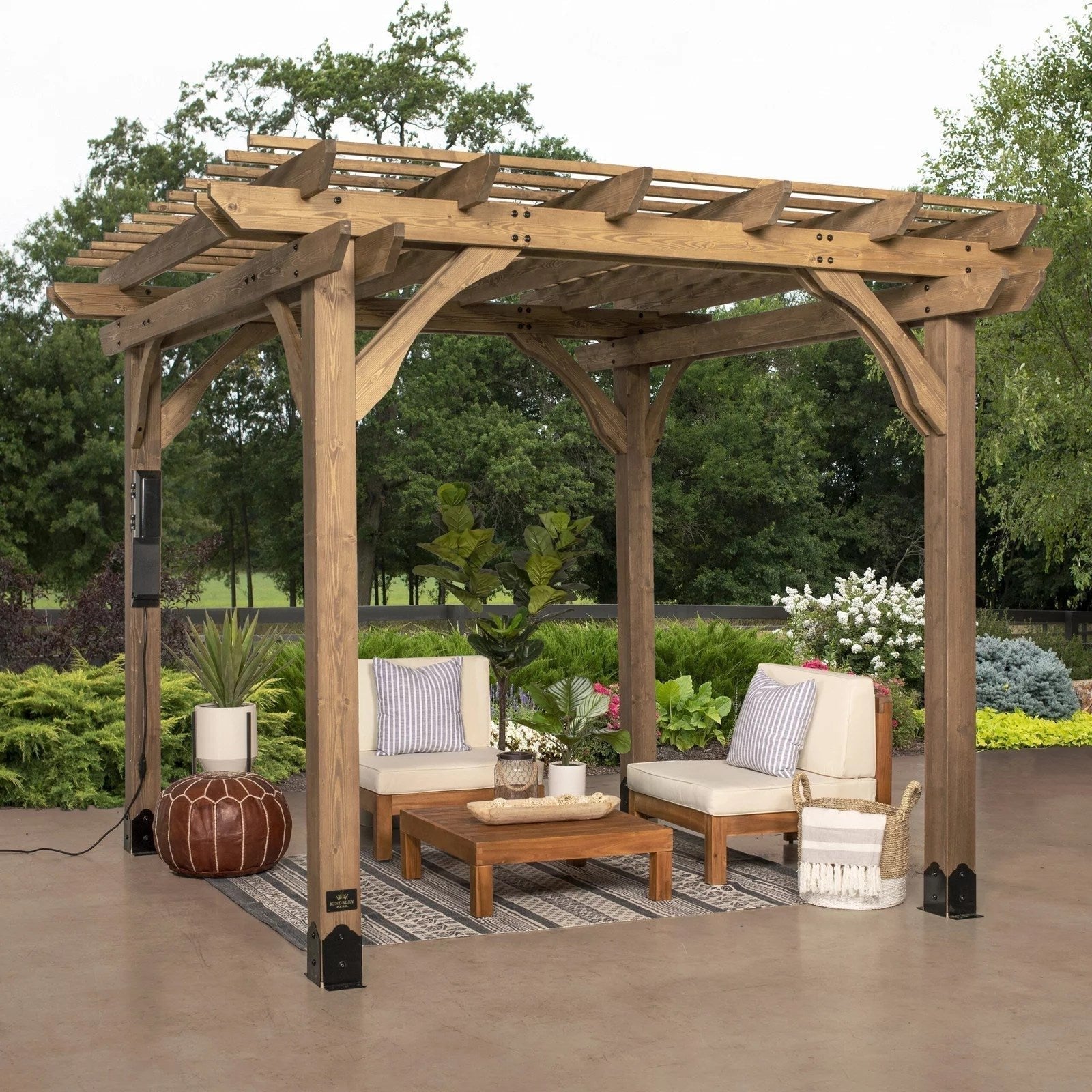 10 x 10 Fairhaven Pergola Rustic Finish - TryIlluminate