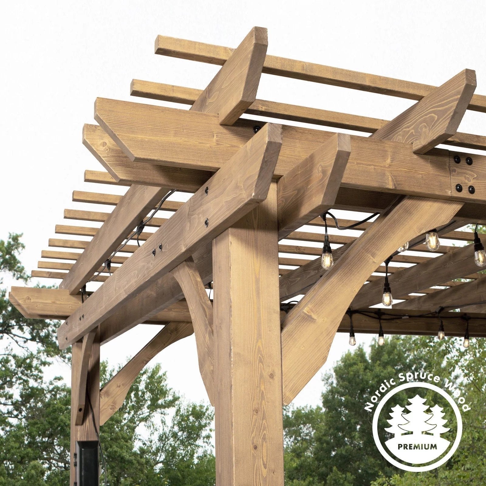 10 x 10 Fairhaven Pergola Rustic Finish - TryIlluminate