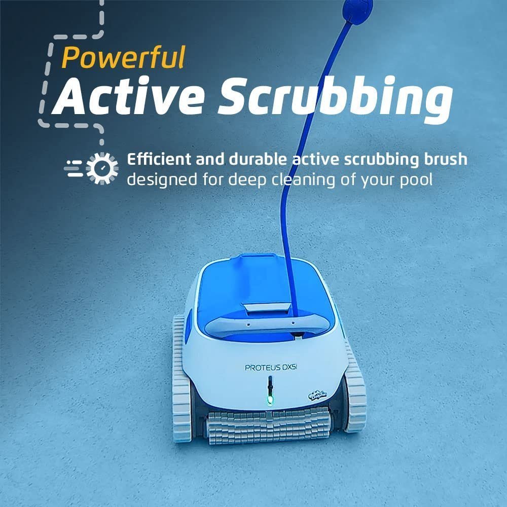 Dolphin Proteus DX5i Wi-Fi Robotic Pool Vacuum Cleaner Pools up to 50 FT – Waterline Scrubber Brush