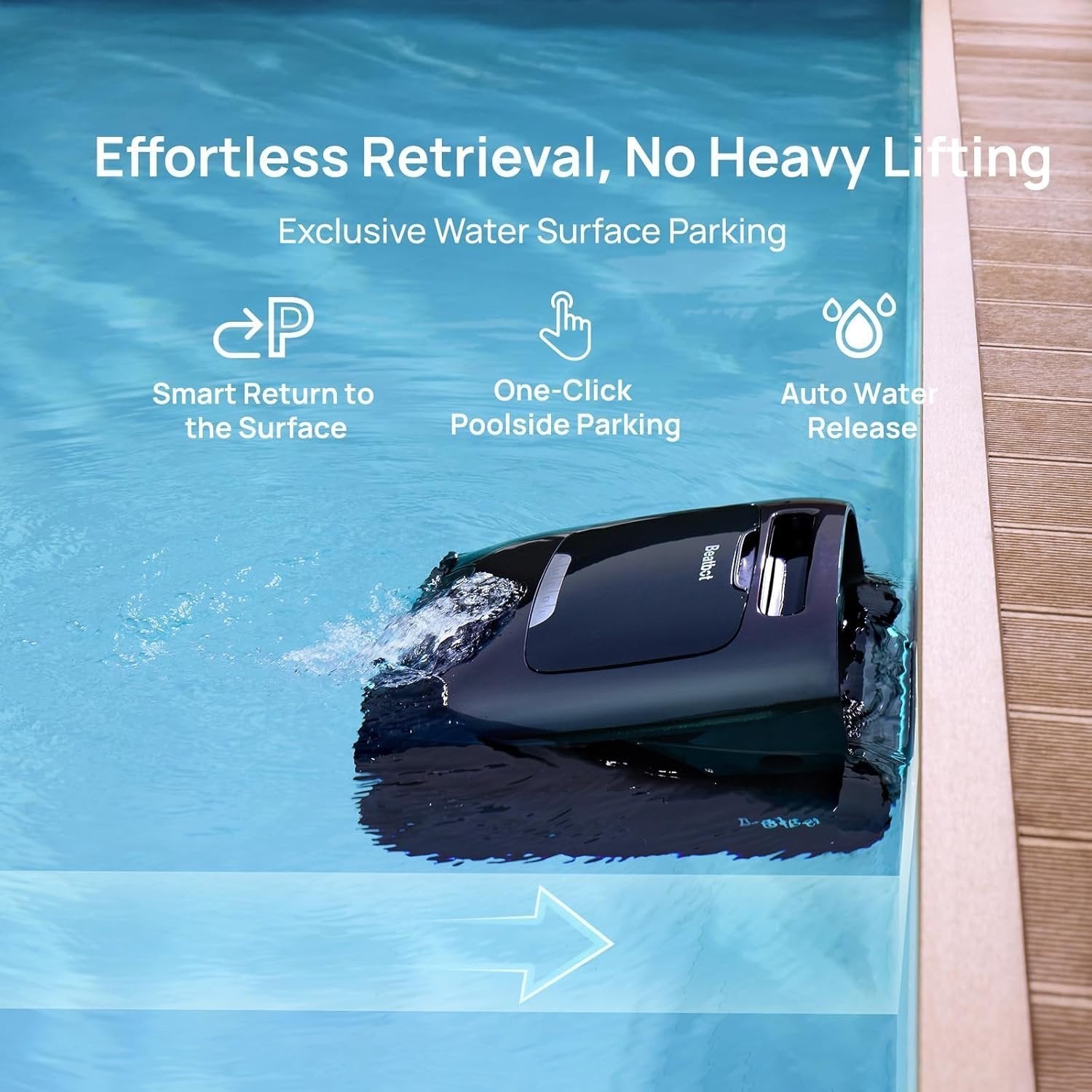 Beatbot AquaSense 2 Pro Robotic Pool Cleaner – 5-in-1 Cordless Skimmer & Clarifier, App-Controlled, Smart Parking, Up to 3,875 Sq. Ft. – Obsidian