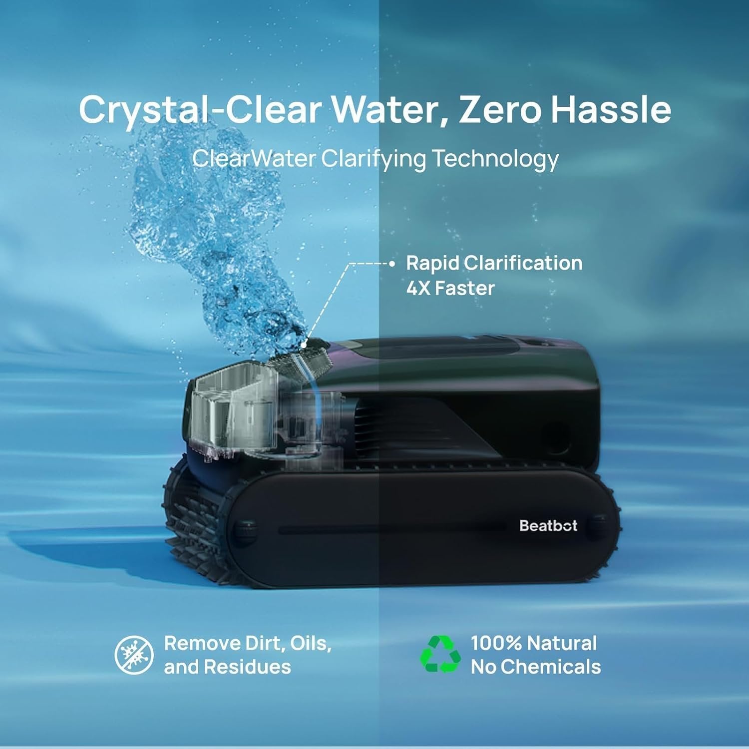 Beatbot AquaSense 2 Pro Robotic Pool Cleaner – 5-in-1 Cordless Skimmer & Clarifier, App-Controlled, Smart Parking, Up to 3,875 Sq. Ft. – Obsidian