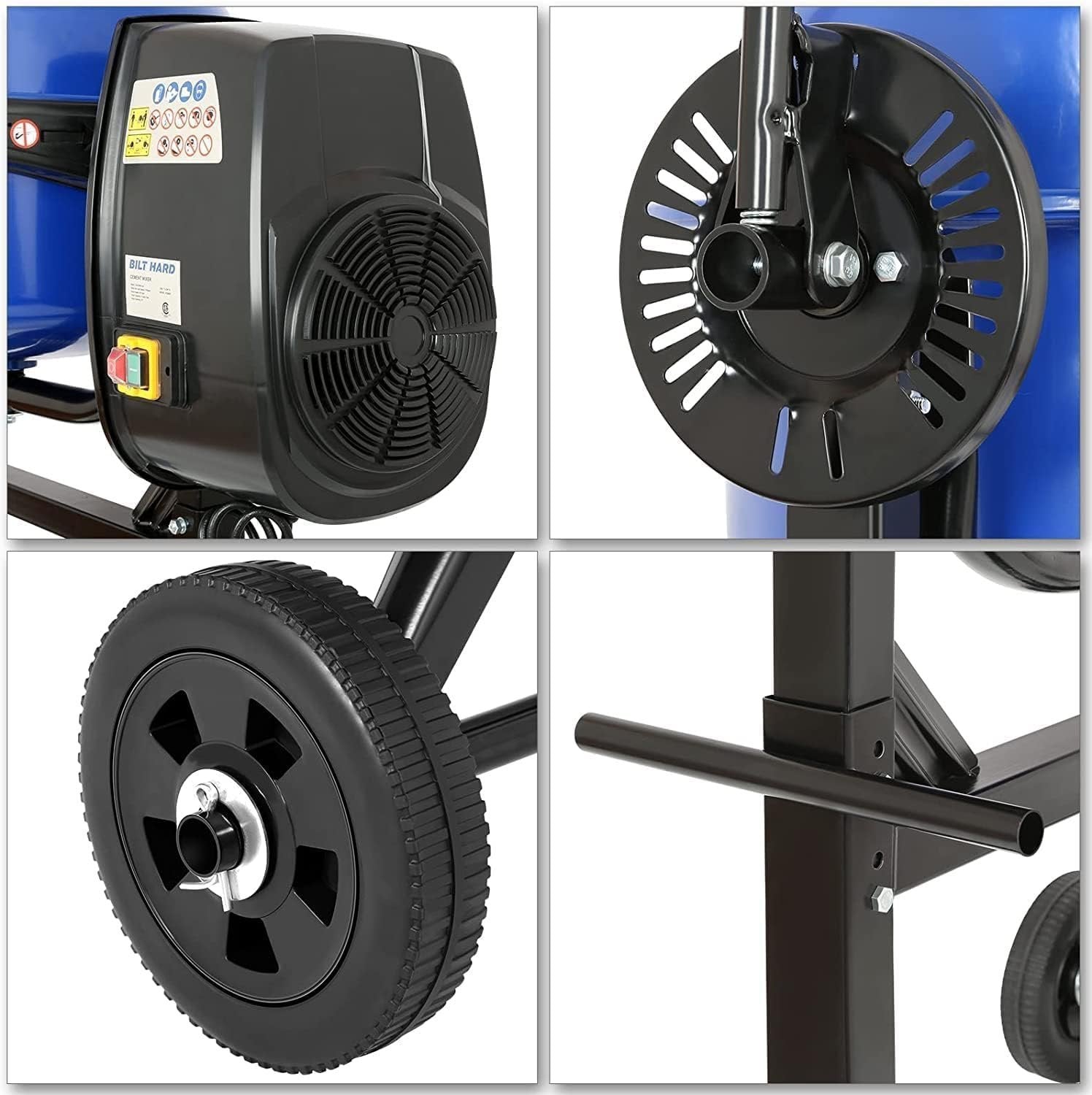 BILT HARD 4 Cu. Ft. Electric Cement Mixer – 550W Portable with Wheels