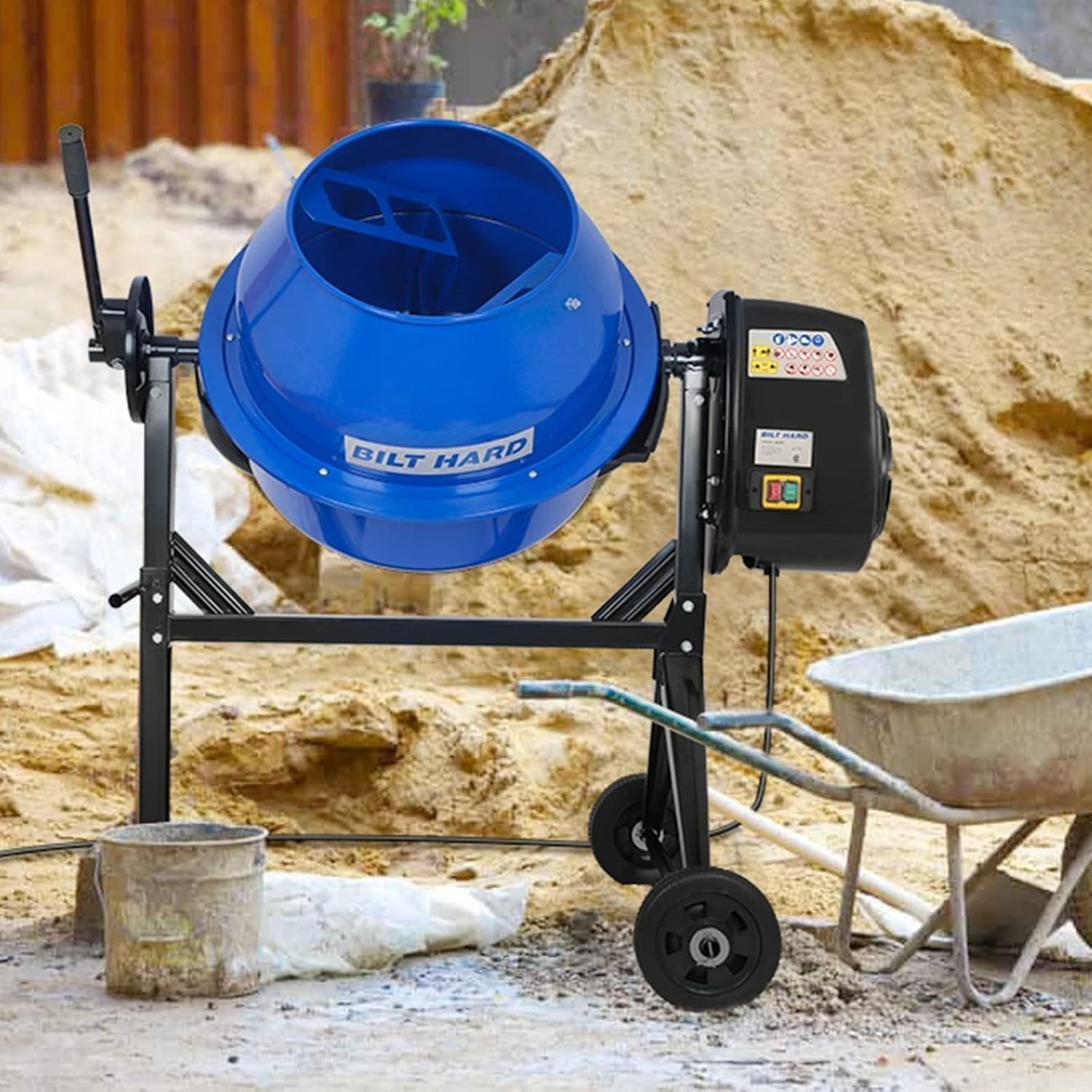 BILT HARD 4 Cu. Ft. Electric Cement Mixer – 550W Portable with Wheels