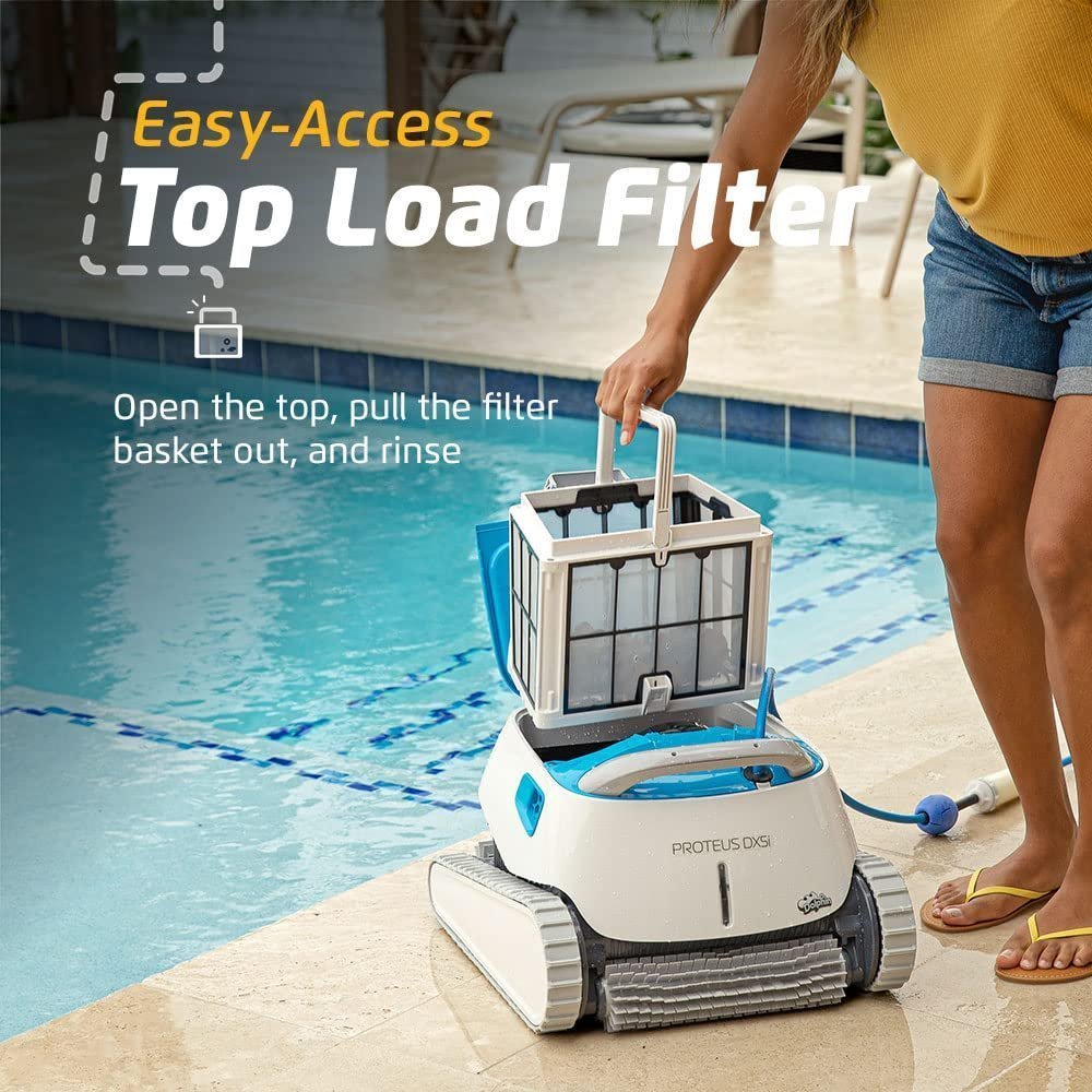 Dolphin Proteus DX5i Wi-Fi Robotic Pool Vacuum Cleaner Pools up to 50 FT – Waterline Scrubber Brush