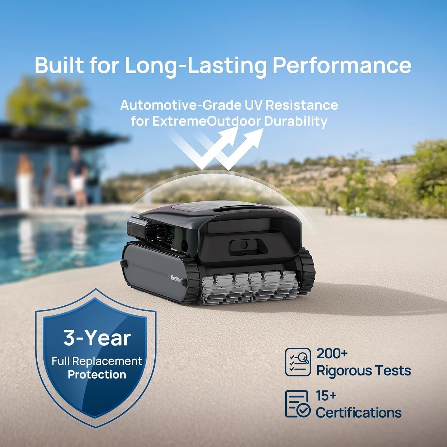 Beatbot AquaSense 2 Pro Robotic Pool Cleaner – 5-in-1 Cordless Skimmer & Clarifier, App-Controlled, Smart Parking, Up to 3,875 Sq. Ft. – Obsidian