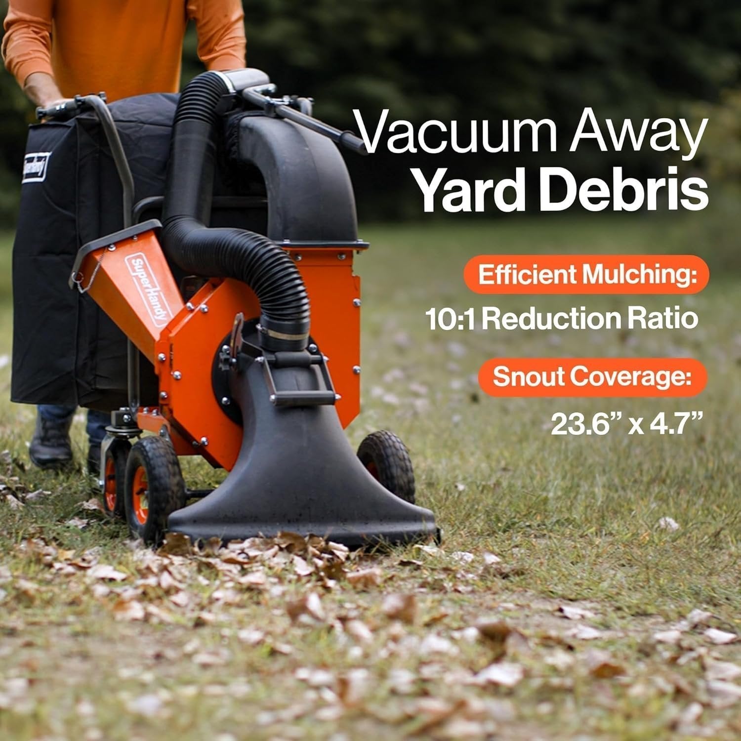 SuperHandy 7HP Gas Leaf Vacuum & Wood Chipper, 10:1 Mulch, 6-Bushel Bag