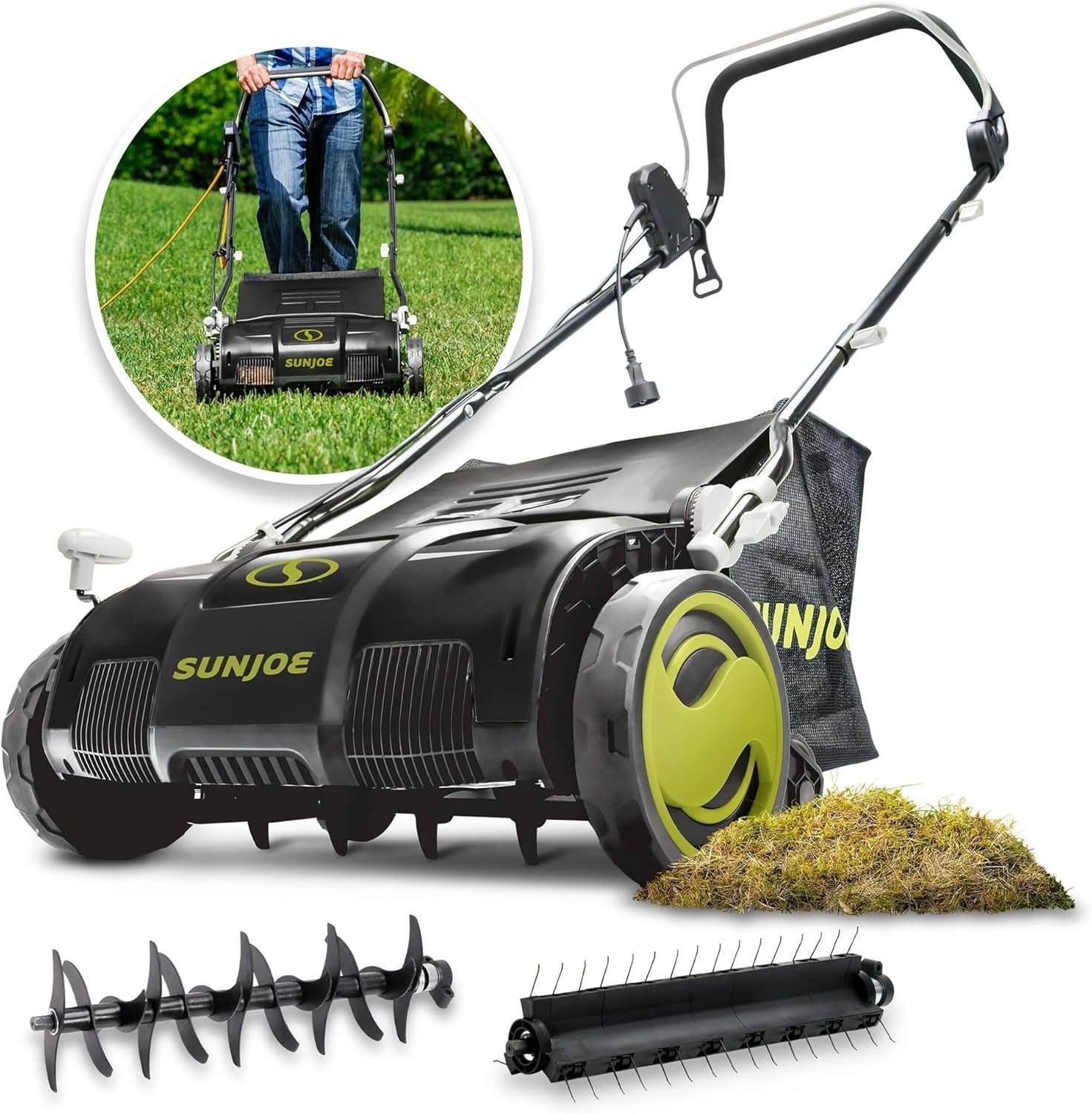 Sun Joe AJ805E 13A Electric Dethatcher & Scarifier, 15 in.
