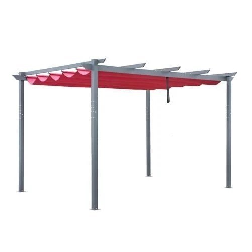 Aleko Aluminum Outdoor Retractable Canopy Pergola – 13 x 10 Ft – Burgundy Color PERGBURG10X13-AP - TryIlluminate