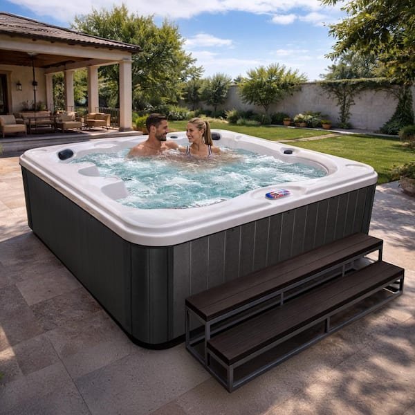 American Spas 7-Person 40-Jet Premium Acrylic Bench Spa Standard Hot Tub with Ozonator and 5.5kW Heater - TryIlluminate