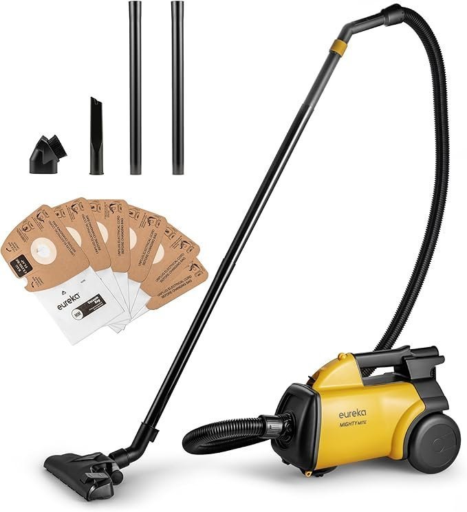 Eureka 3670M Canister Cleaner, Lightweight Powerful Vacuum for Carpets and Hard floors, w/ 5bags,Yellow - TryIlluminate
