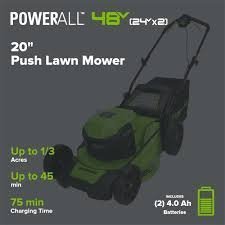 Greenworks 48V Cordless Battery Push Mower w/ Two 4.0Ah USB Batteries & Dual Port Rapid Charger - TryIlluminate