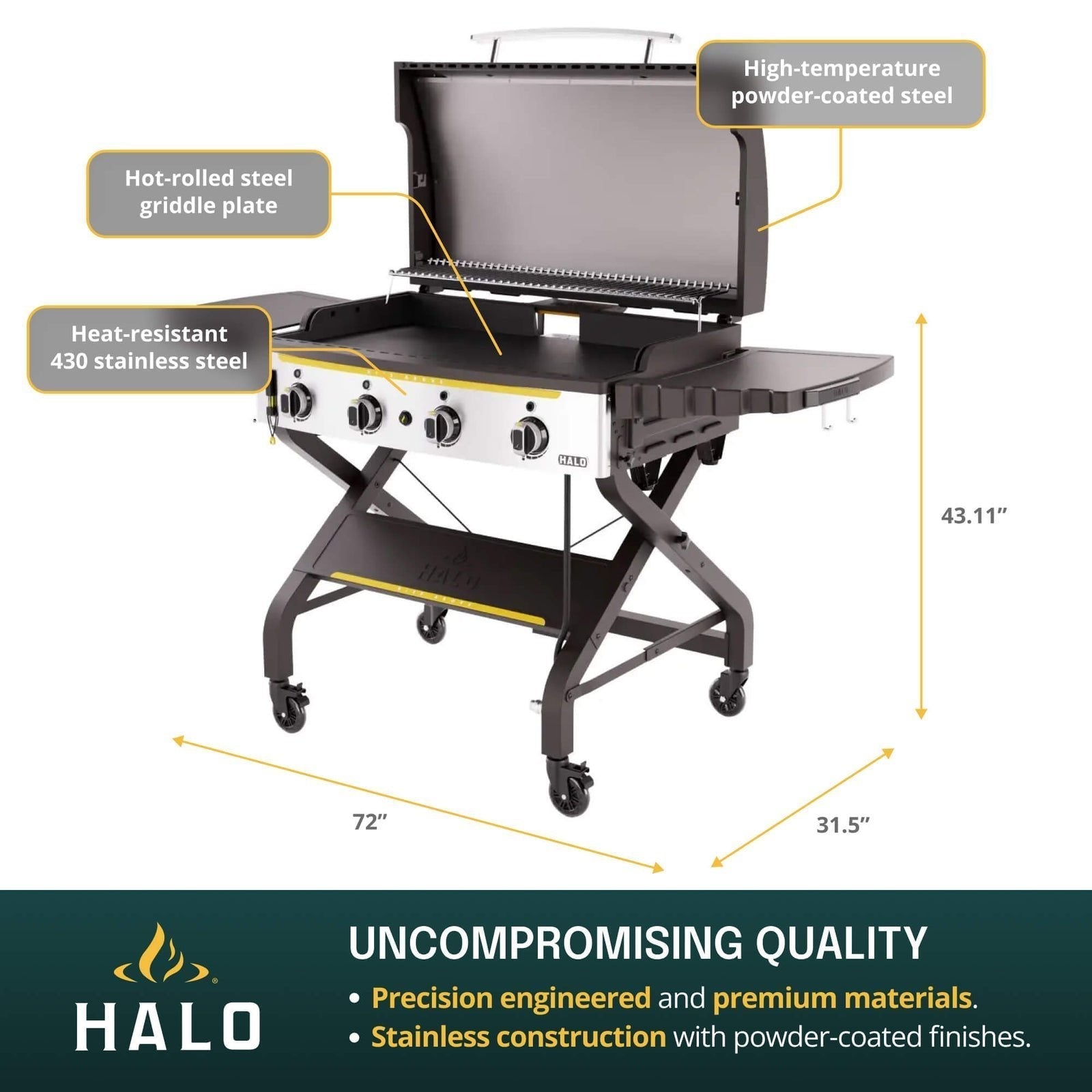 Halo Elite4B Outdoor Griddle | Dual Zone Burner System | Wind-Proof & Wall-to-Wall Heat | Natural Gas Compatible | Up to 750°F | 5-Year Warranty | 10 - TryIlluminate