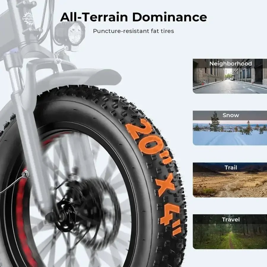 Heybike Fat Tire Mountain Electric Bikes, 1200 W, 45 Miles, 1~3 Pedal Assist, Greys - TryIlluminate