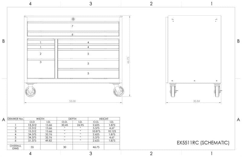 Extreme Tools 55 In 11 Drawer Pro Roller Cabinet BLACK