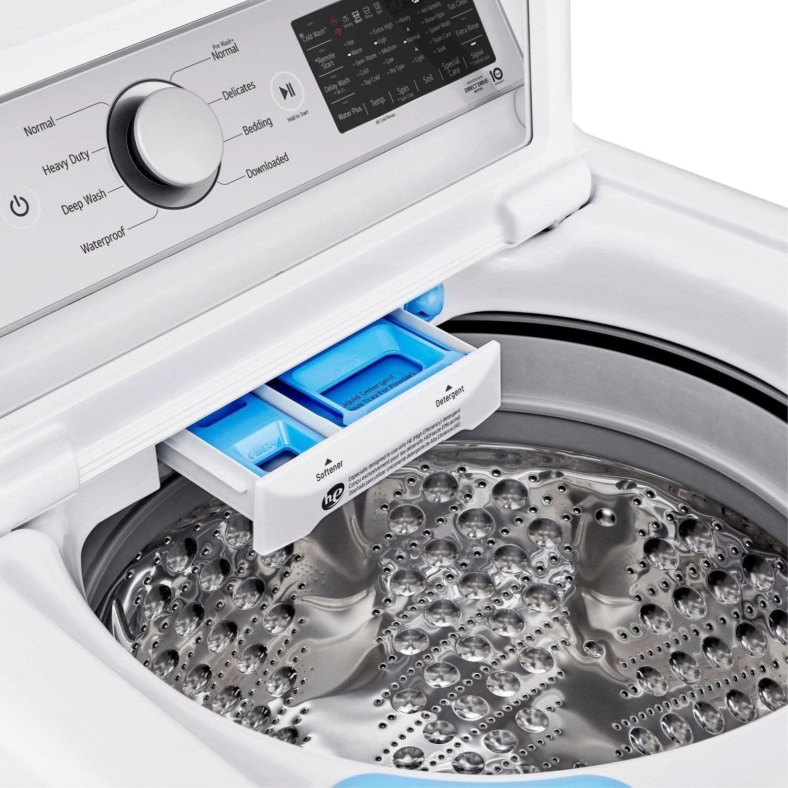 LG – 5.5 Cu. Ft. Smart Top Load Washer with TurboWash3D – White