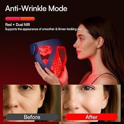 INIA Glow 4D Wireless Red Light Therapy Mask for face – Dual NIR, 320 LEDs, 4 Modes, Under-Eye Cooling, Cordless & Rechargeable LED Face Mask for Home & Travel, Skincare Gifts for Women Mom Wife, Blue - TryIlluminate