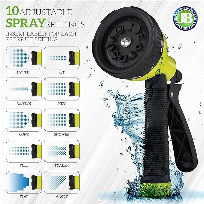 J&B XpandaHose 150ft Expandable Garden Hose – Ultra-Strong 3750D, 4-Layer Latex Core, Brass 3/4″ Connectors, 10-Pattern Nozzle & Storage Bag – Lightweight, Kink-Reducing, Leak-Resistant - TryIlluminate