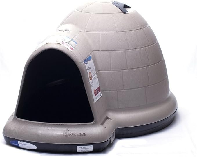 Petmate Large Dog House Outdoor Weatherproof – Indigo Igloo Dog House, Made in USA, for Large Dogs 50 to 90 pounds, TAUPE/BLACK - TryIlluminate