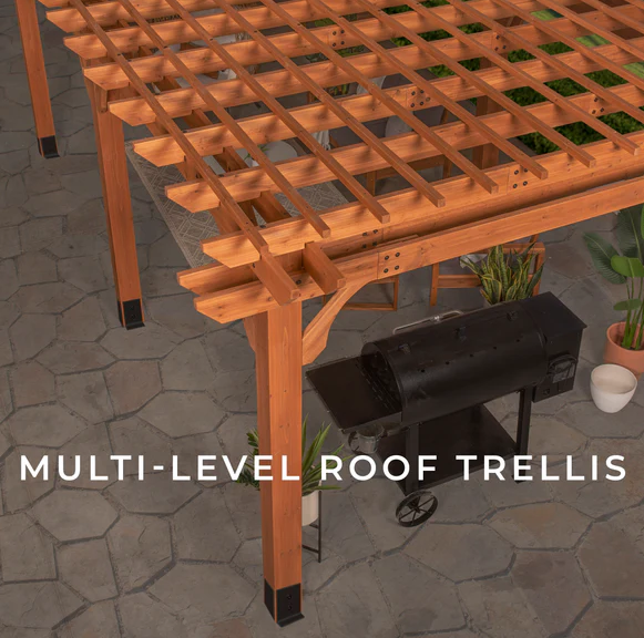 Backyard Discovery Beaumont 20 Ft x 12 Ft Cedar Patio Pergola with Power