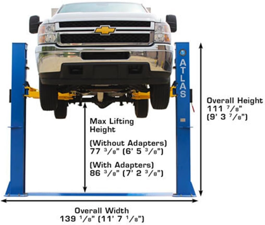 Atlas BP10000X Baseplate 2-Post Car Lift 10000 Lb for Low Ceilings