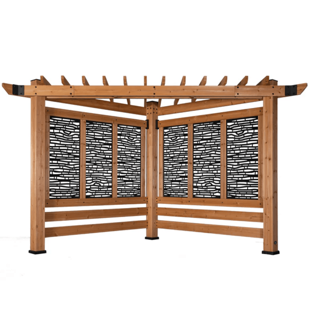 Backyard Discovery Verona 13' x 10' Cedar Wood Cabana Pergola Patio Shade Structure with Composite Bamboo Privacy Panels