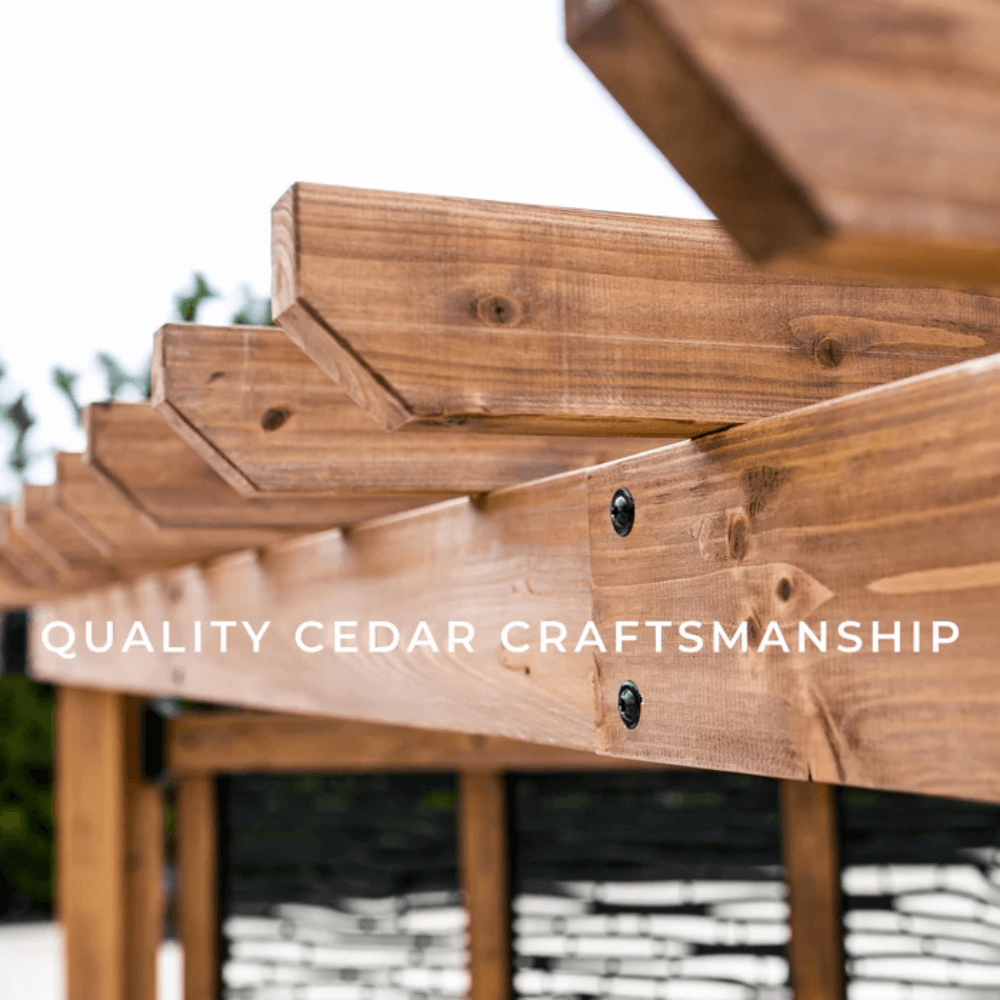 Backyard Discovery Verona 13' x 10' Cedar Wood Cabana Pergola Patio Shade Structure with Composite Bamboo Privacy Panels