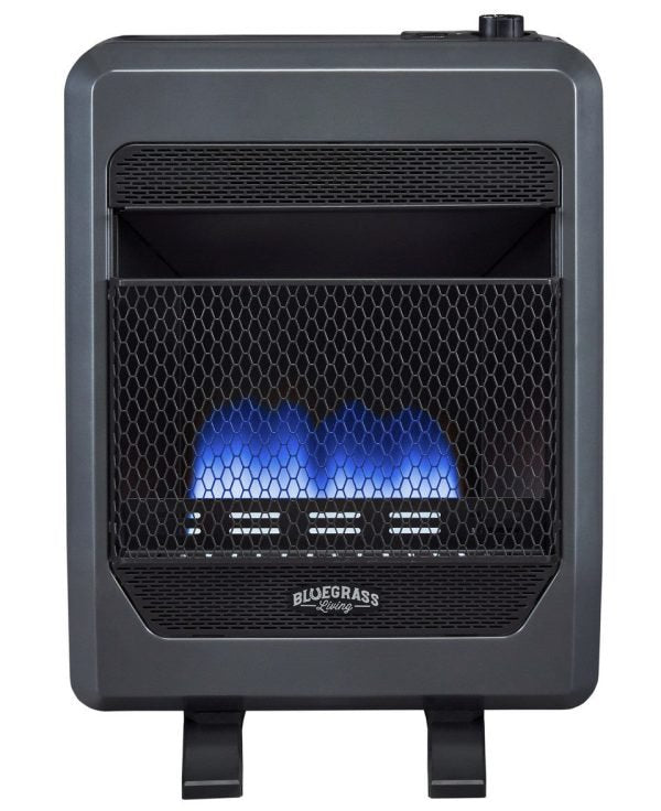 Bluegrass Living 20,000 BTU Propane Gas Ventless Blue Flame Space Heater with Blower and Base Feet B20TPB-BB