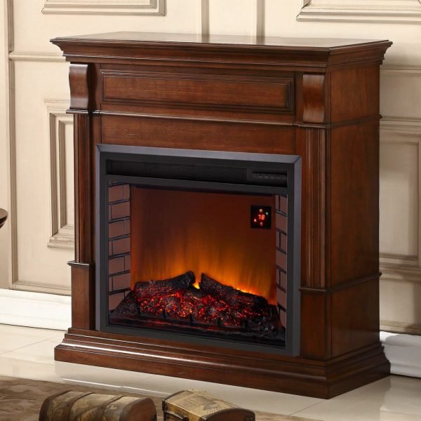 Duluth Forge Apple Spice Full Size Electric Fireplace with Wood Mantel