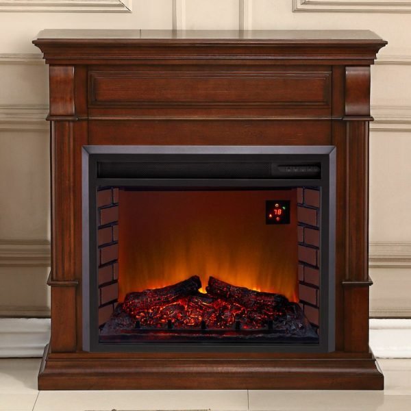 Duluth Forge Apple Spice Full Size Electric Fireplace with Wood Mantel