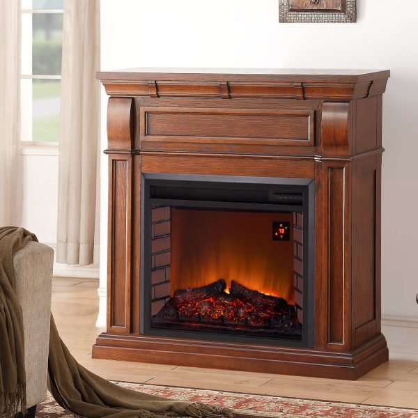 Duluth Forge Auburn Cherry Full Size Electric Fireplace with Wood Mantel