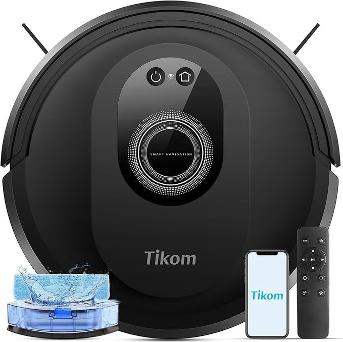 Tikom Robot Vacuum and Mop Combo, 5000Pa Robotic Vacuum Cleaner, 150 Min Max, App & Remote Control, Ideal for Hard Floor, Carpet, Pet Hair, Self-Charge(G8000 Max) - TryIlluminate