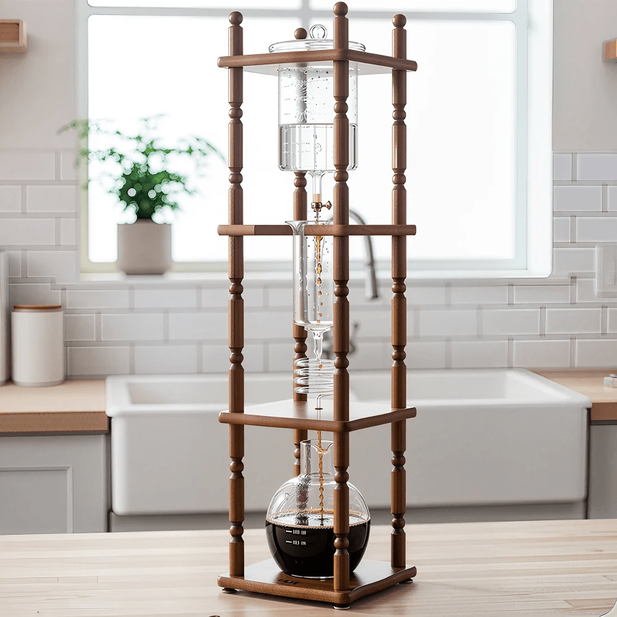 Yama 25 Cup Cold Brew Tower Curved Brown Wood Frame - TryIlluminate
