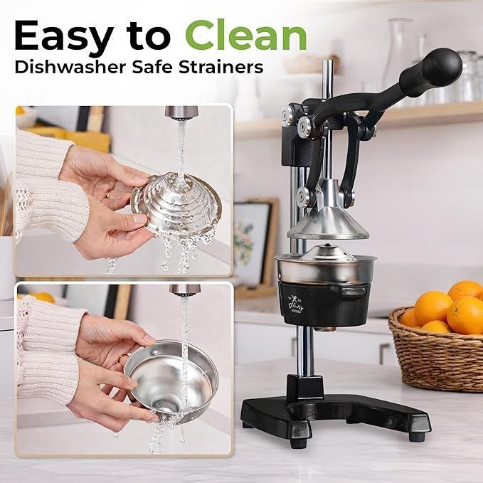 Zulay Kitchen Cast Iron Juicer – Easy-to-Clean Heavy-Duty Manual Juicer, Professional Citrus Juicer – Stainless Steel Lemon Squeezer – Manual Citrus Press & Orange Squeezer – Orange Juicer (Black) - TryIlluminate