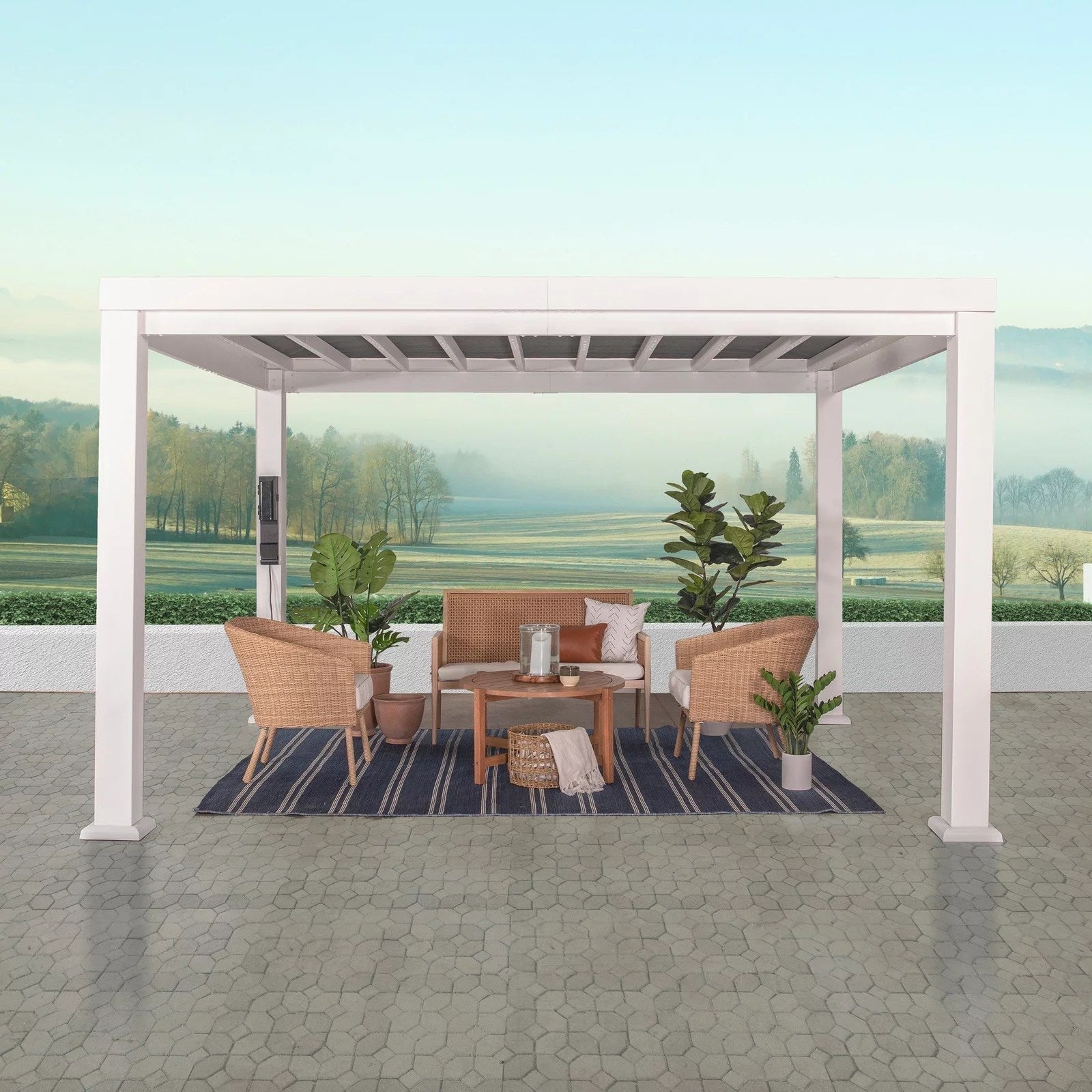 12×10 Windham Modern Steel Pergola With Sail Shade Soft Canopy - TryIlluminate