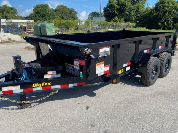 14 Foot Big Tex Heavy Duty Low Profile with Spreader Gate Black Dump Trailer (14LP-14BK6SIRPD) - TryIlluminate