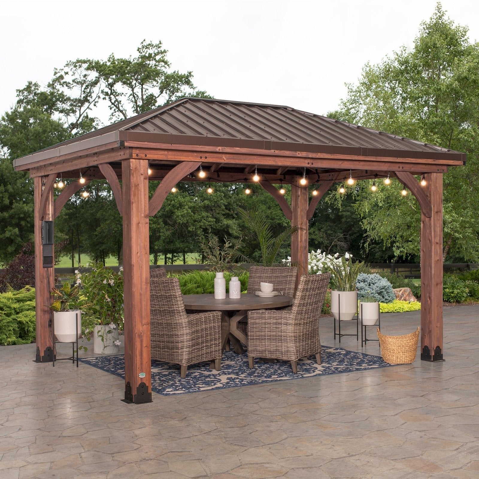 14×10 Cordova Gazebo Dark Brown - TryIlluminate