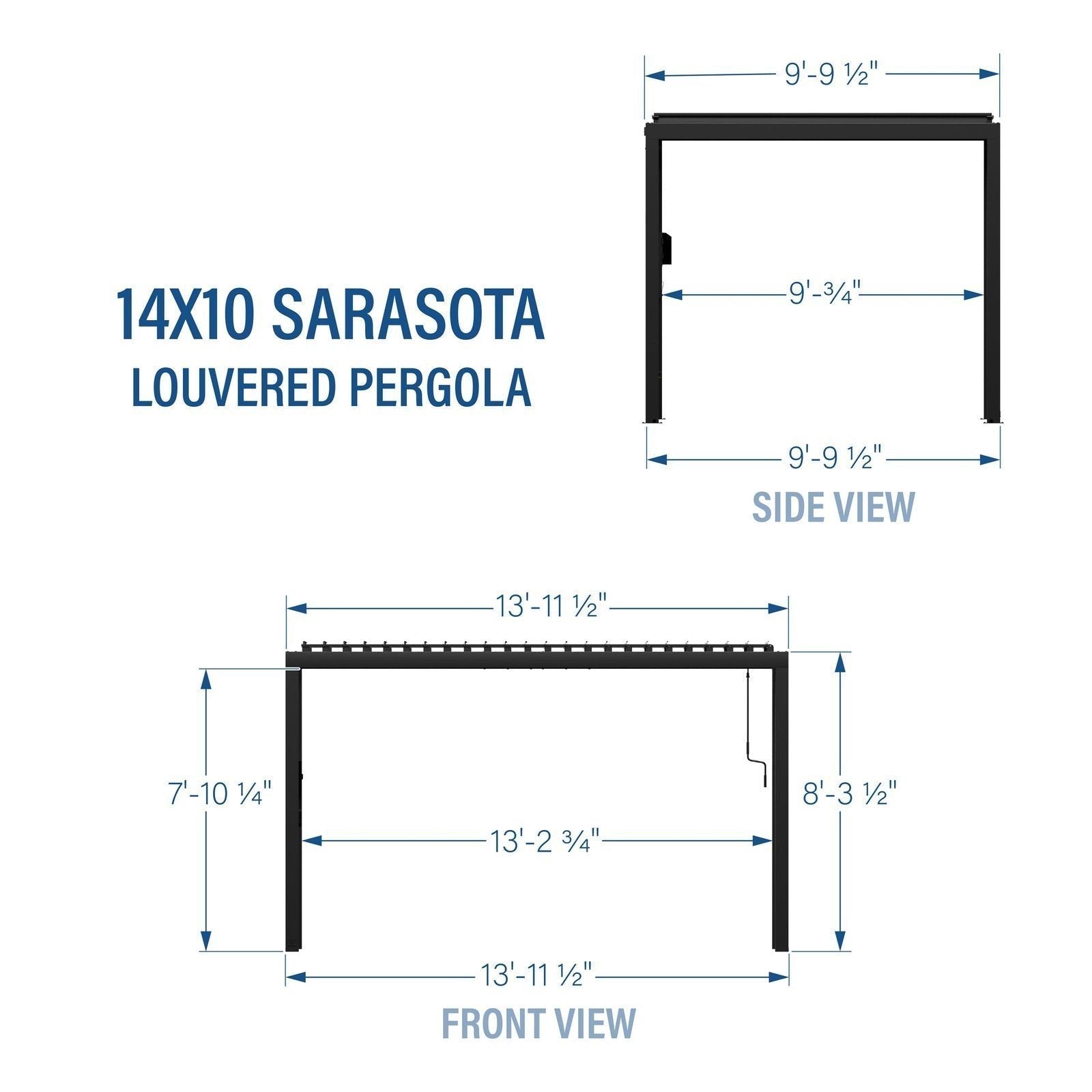14×10 Sarasota Steel Louvered Pergola - TryIlluminate
