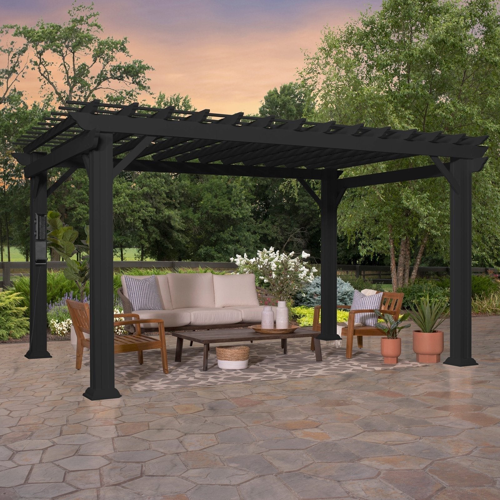 14×10 Stratford Traditional Steel Pergola - TryIlluminate