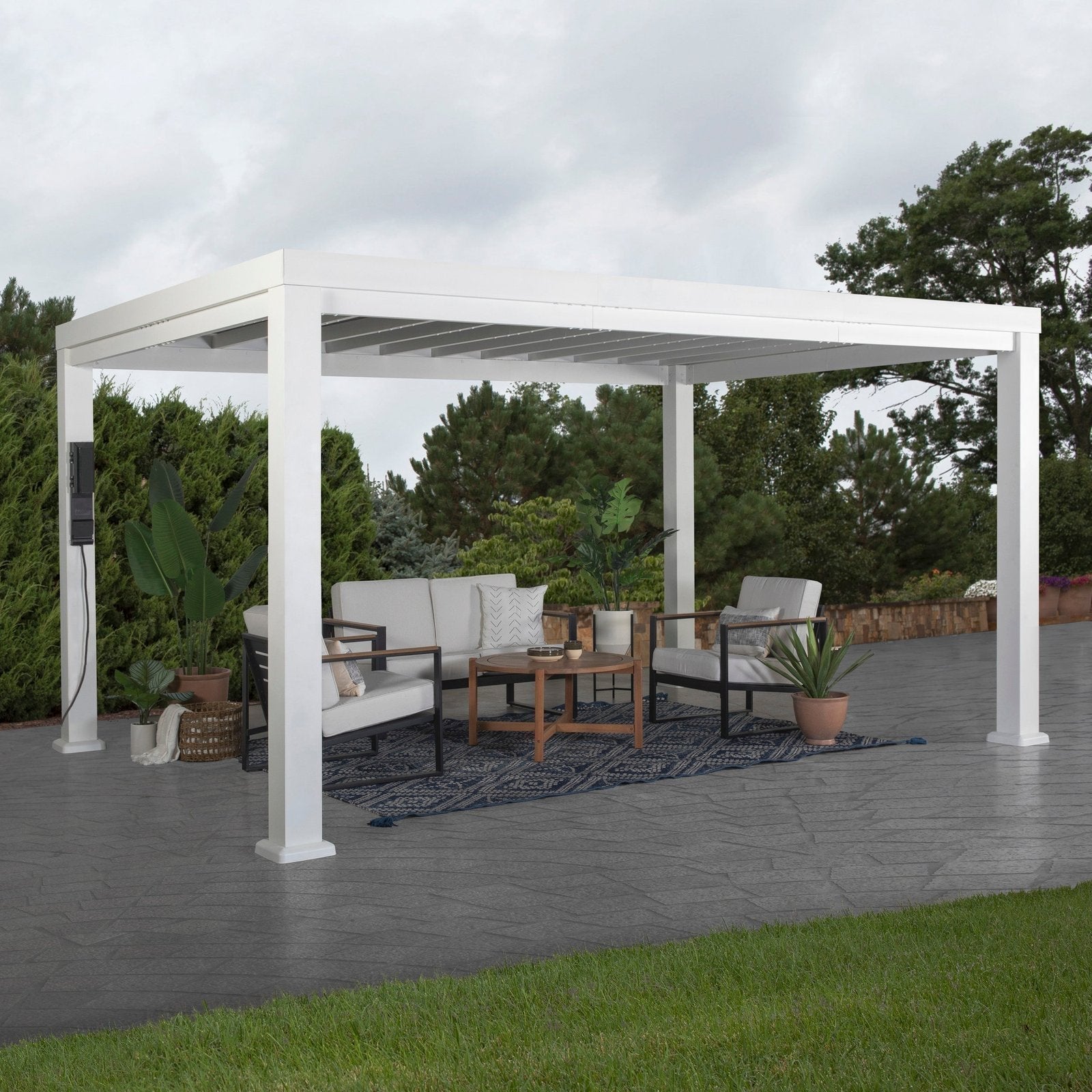 14×10 Windham Modern Steel Pergola - TryIlluminate