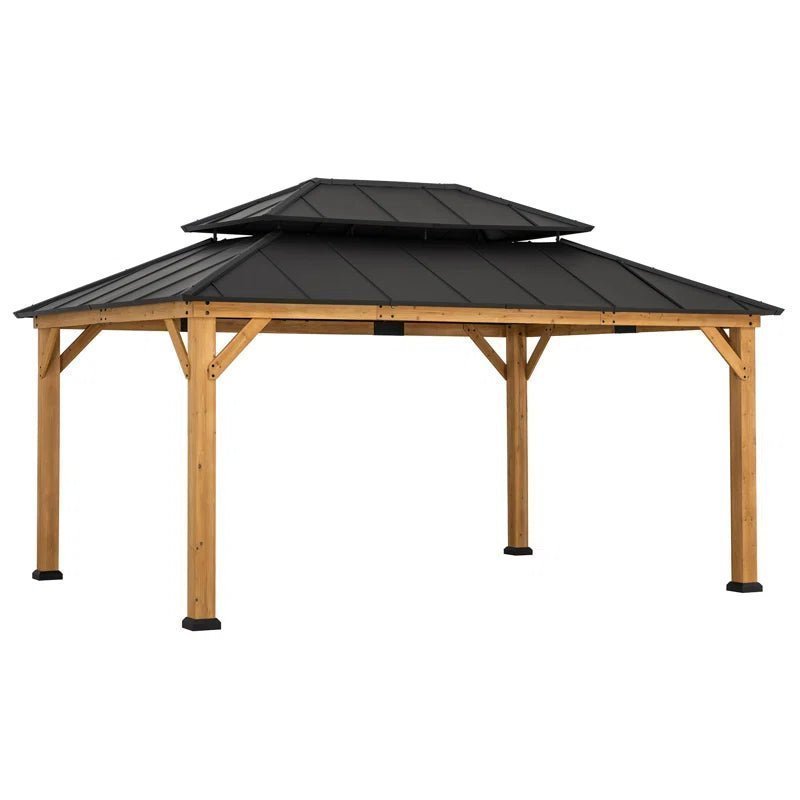 16×12 Solid Wood Patio Gazebo - TryIlluminate