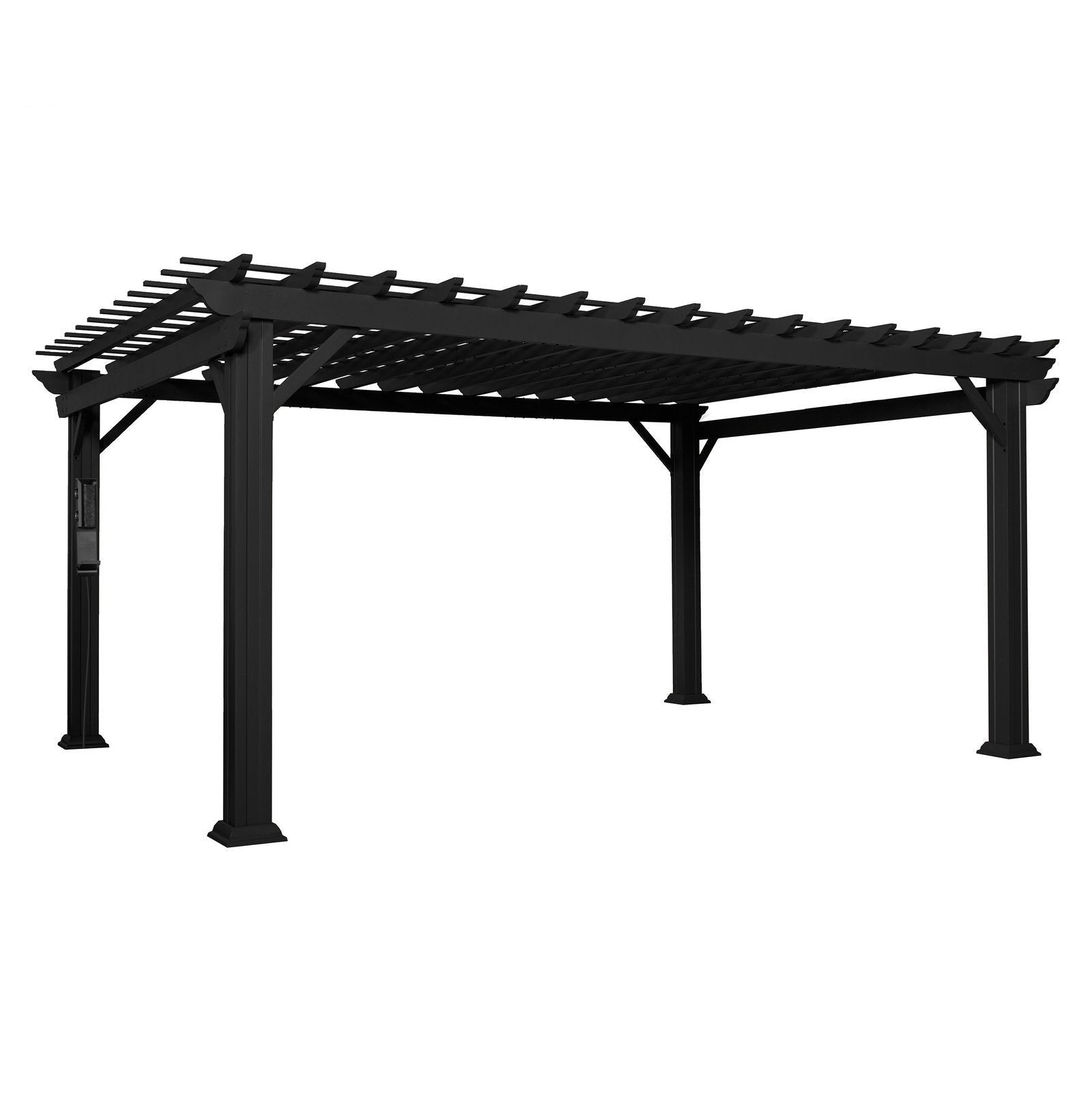 16×12 Stratford Traditional Steel Pergola with Sail Shade - TryIlluminate