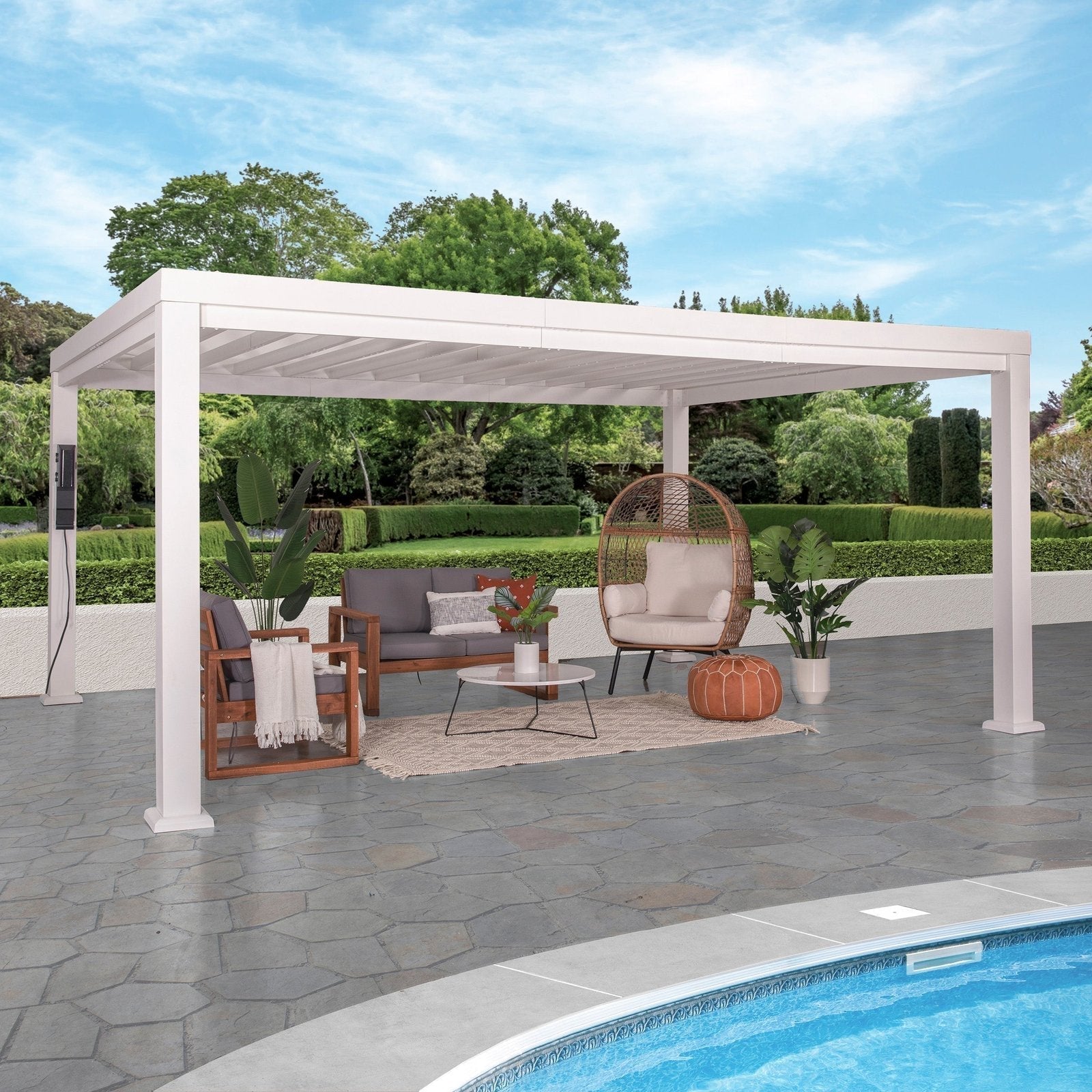 16×12 Windham Modern Steel Pergola - TryIlluminate