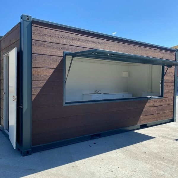 16FT Custom Wood covered container with AC and Sink system - TryIlluminate