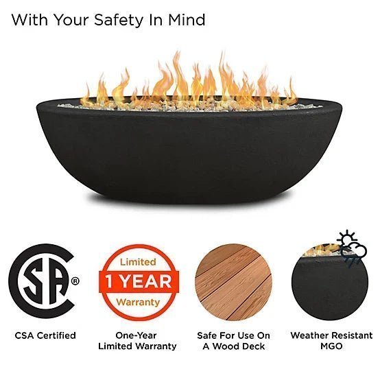 Real Flame 48.25 in. x 28.25 in. Riverside Oval Propane Gas Fire Bowl, Shale
