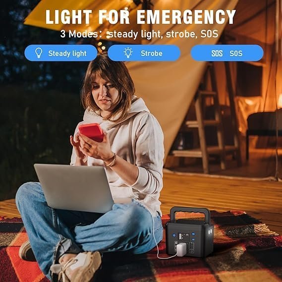 200W Portable Power Station, Powkey 120Wh/33,000mAh Power Bank with AC Outlet, 110V 6 Outputs Solar Generator External Battery Pack with LED Light for Home Use and Outdoor Camping - TryIlluminate