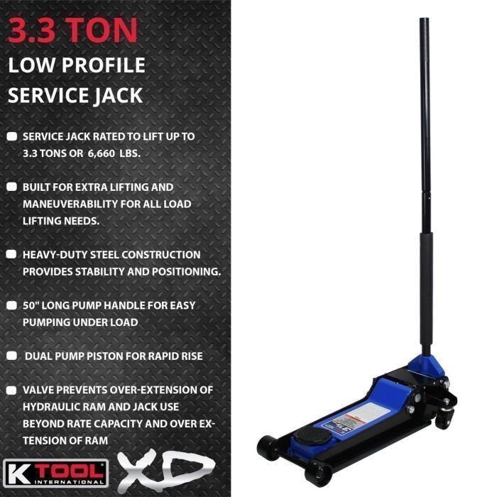 K Tool Heavy-Duty Low-Profile 3.33 Ton Floor Jack