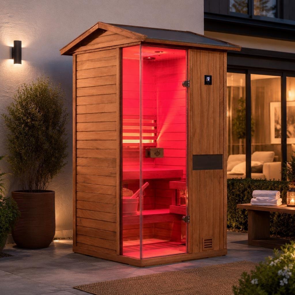 3-Person Outdoor Steam Sauna – Ultimate Relaxation with Red Light & Negative-Ions - TryIlluminate