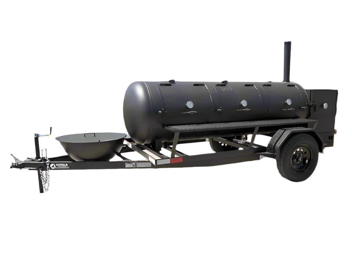330 Gallon Pull Behind BBQ Smoker with Round Charcoal Grill 3500lb Axle - TryIlluminate