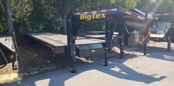 40 Foot Big Tex Tandem Axle with Mega Ramp Black Gooseneck Trailer (14GN-35BK+5MR) - TryIlluminate